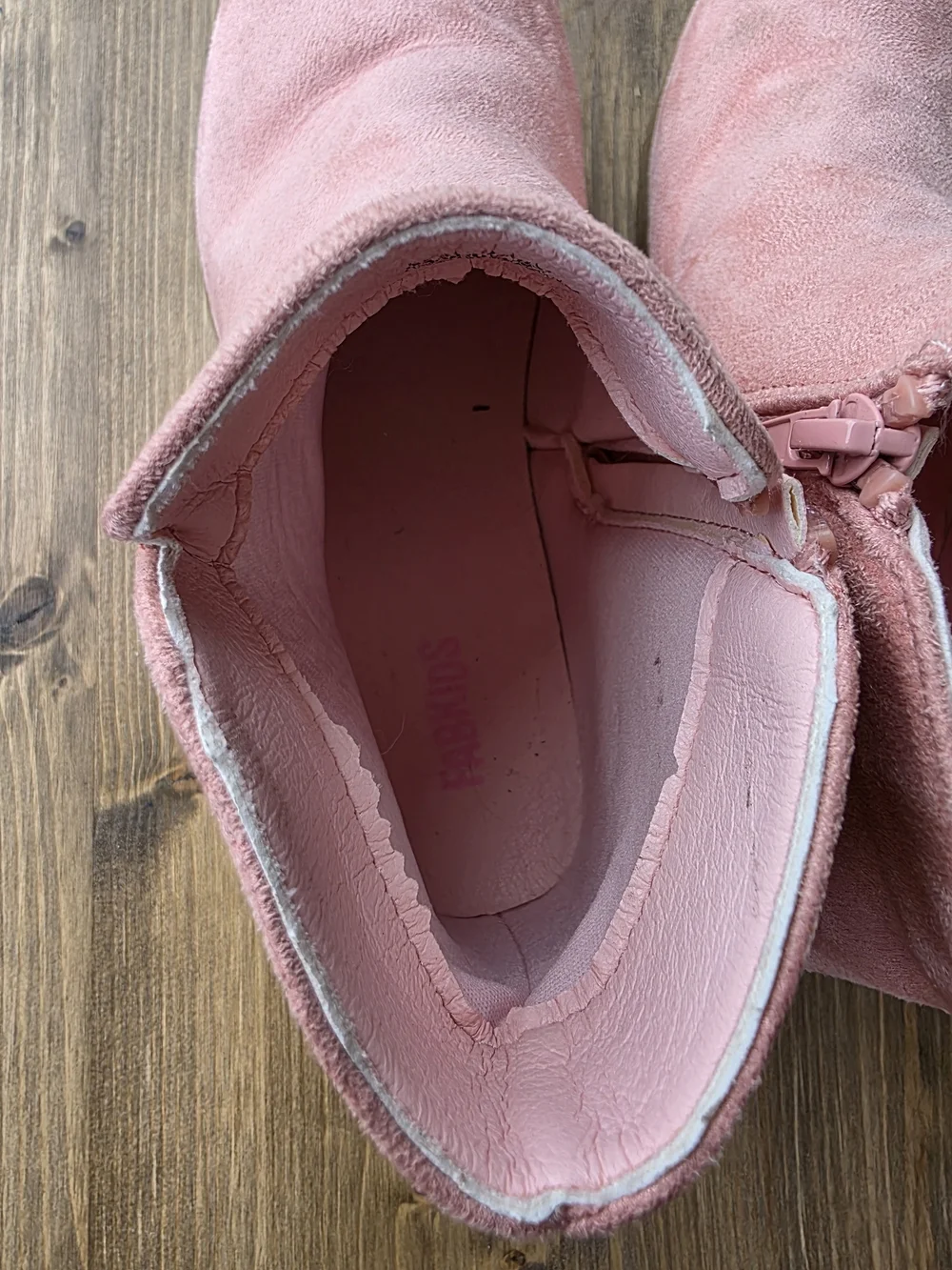 JustFab Pink Suede Kids Ankle Boots with Side Zip
